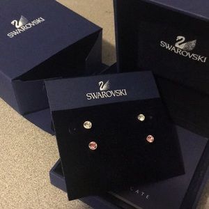 Swarovski Pink & White Harley Stud Earrings